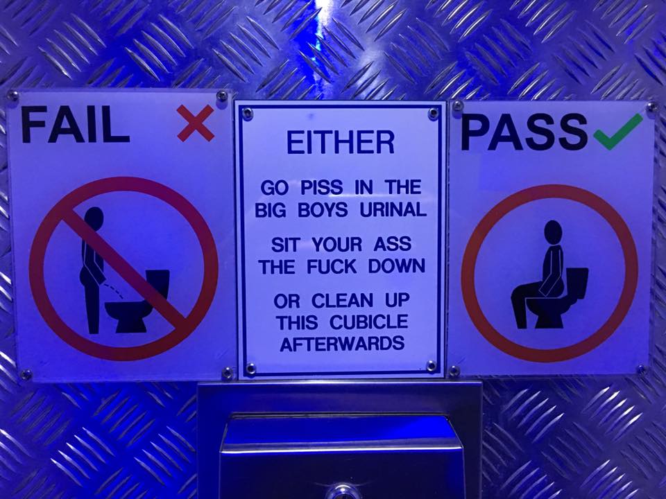 Sign in Gents Toilet at Dive Bar